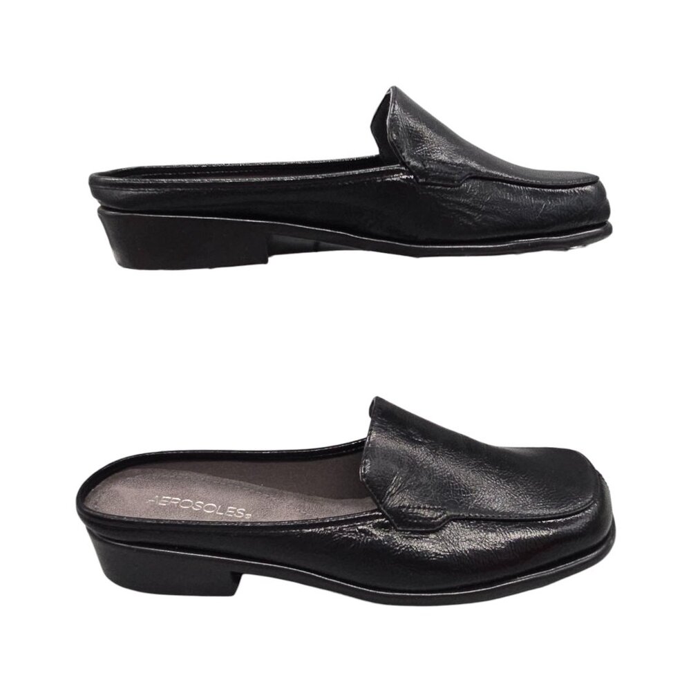 Aerosoles Duble Down Women's Mules Black slip on Patent Size 9.5M - Picture 6 of 14